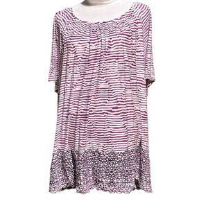 Fever women's 1X striped blouse with embroidered bottom